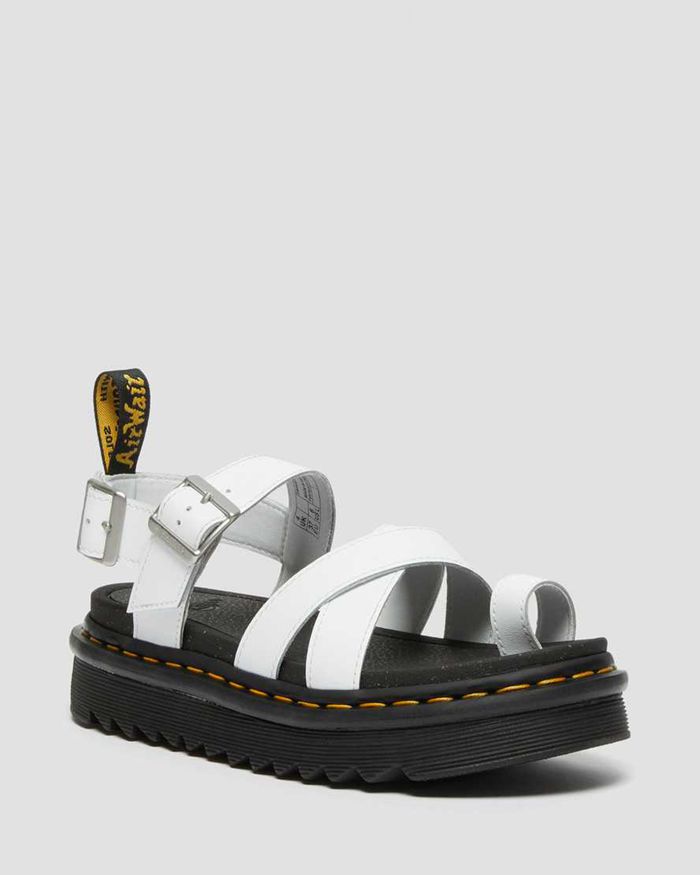 Dr Martens Womens Avry Hydro Leather Strap Sandals White - 89540UMWS